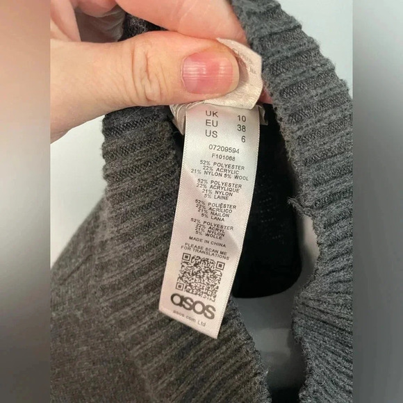 ASOS split side turtleneck grey sweater size 6‎ -B12 - Picture 4 of 9